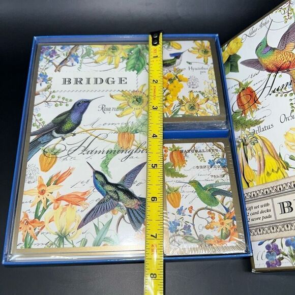Hummingbird Registry Bridge Gift Set 2 Deck Cards 2 Score Pads Floral Game Playi - Picture 3 of 5